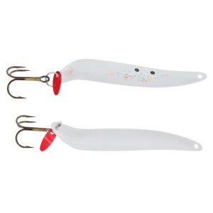 Image of Bay De Noc Flutter Laker Taker Trolling Spoon | White Ice; 3 1/2 in.