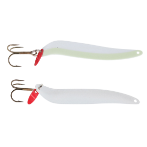 Image of Bay De Noc Flutter Laker Taker Trolling Spoon | White/Glo Paint; 3 1/2 in.