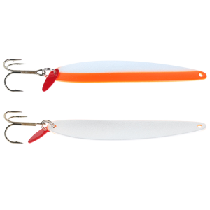 Image of Bay De Noc Laker Taker Spoon | Fluorescent Orange/White Pearl; 3/4 oz.