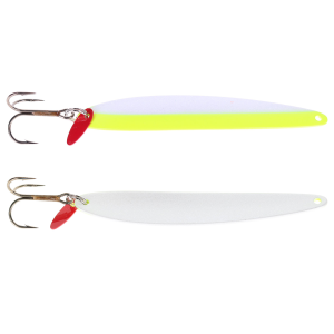 Image of Bay De Noc Laker Taker Spoon | Fluorescent Yellow/White Pearl; 3/4 oz.