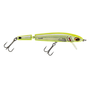 Image of Bomber Jointed Wake Minnow Hardbait | Chartreuse Herring; 5 3/8 in.