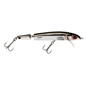 Image of Bomber Jointed Wake Minnow Hardbait | Chrome-Black Back; 5 3/8 in.