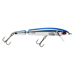 Image of Bomber Jointed Wake Minnow Hardbait | Chrome-Blue Back; 5 3/8 in.