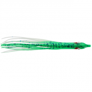 Image of Silver Horde Gold Star Needlefish Hoochie | Glow Green Spatter Back; 4 1/4 in.