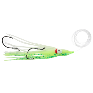 Image of Silver Horde Gold Star Rigged Squid Hoochie | Double Glow Chartreuse Spatter Back; 2 1/4 in.