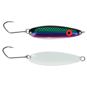 Image of Silver Horde Kingfisher Lite Trolling Spoon | UV Glow Pink Herring Aide; 3 in.