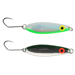 Image of Silver Horde Kingfisher Lite Trolling Spoon | UV Glow Green Two Face; 3 in.