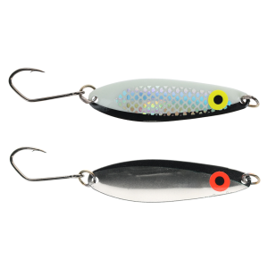 Image of Silver Horde Kingfisher Lite Trolling Spoon | UV Glow Black Two Face; 3 in.