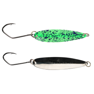 Image of Silver Horde Kingfisher Trolling Spoon | Glow Green Spatter Back; 2 in.