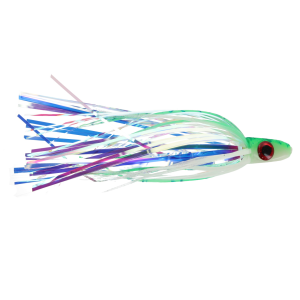 Image of Silver Horde Ace Hi Trolling Fly | Glow Laser Green Spatter Back; 4 1/2 in.