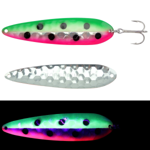 Image of Moonshine Lures Half Moon Spoon | Atomic Melon; 4 1/2 in.