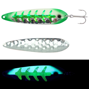 Image of Moonshine Lures Half Moon Spoon | Green Shorts; 3 1/2 in.