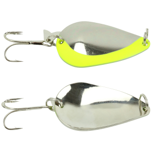 Image of ACME Tackle K.O. Wobbler Spoon | Nickel/Chartreuse Stripe; 1/2 oz.
