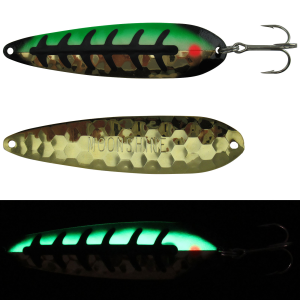 Image of Moonshine Lures Half Moon Spoon | Hulk - Gold; 4 1/2 in.