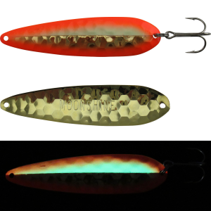 Image of Moonshine Lures Half Moon Spoon | Agent Orange - Gold; 3 1/2 in.