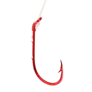 Image of Eagle Claw Snelled Baitholder Hook | Red; 6
