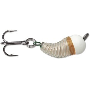 Image of VMC Tungsten BugBite Ice Jig | Glow Maggot; 1/32 oz.