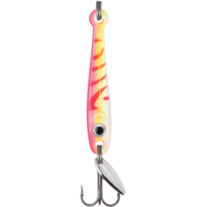 Image of VMC Tungsten Torpedo Ice Jigging Spoon | Glow Pink Fire UV; 1/4 oz.