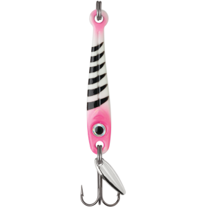 Image of VMC Tungsten Torpedo Ice Jigging Spoon | Glow Pink Squirrel; 3/16 oz.
