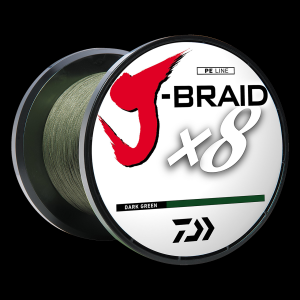 Image of Daiwa J-Braid X8 Braided Fishing Line | 10 lb.; 3000 yds.; Dark Green