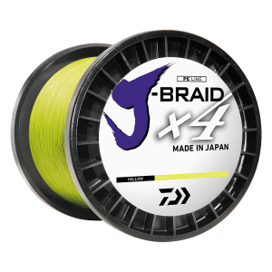 Image of Daiwa J-Braid X4 Braided Fishing Line | 65 lb.; 3000 yds.; Fluorescent Yellow