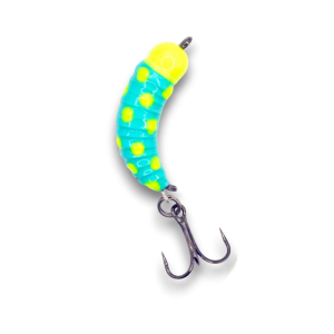 Image of Kenders Tungsten Mighty Maggot Jr. | Turquoise/Chartreuse Wonderbread Glow; 3/64 oz.