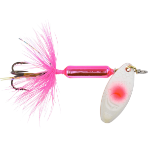 Image of Worden's Original Rooster Tail | Pearl Red Dot Candy Back; 1/2 oz.