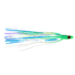 Image of Silver Horde Ace Hi Needlefish Trolling Fly | Glow Green Spatter Back; 4 1/2 in.