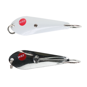 Image of Whisker Seeker Skippy Spoons | White - Chrome; 1/16 oz.