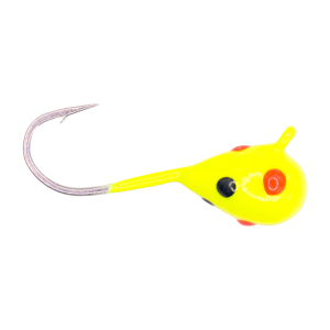 Image of Kenders Tungsten D-Style Jig - Large Hook | Chartreuse-Black-Orange Spot Glow; 6 mm