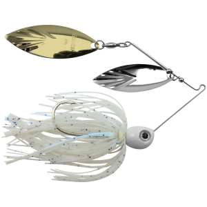 Image of Accent River Special Double Willow Spinnerbait | Nickel/Gold Blades - Blue Glimmer Skirt; 1/4 oz.