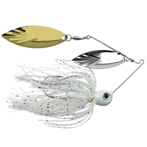Image of Accent River Special Double Willow Spinnerbait | Nickel/Gold Blades - Crystal White Shad Skirt; 1/4 oz.