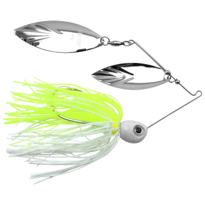 Image of Accent River Special Double Willow Spinnerbait | Nickel/Nickel Blades - Chartreuse/White Skirt; 3/8 oz.