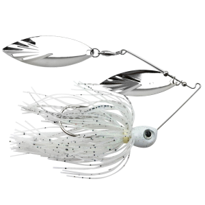 Image of Accent River Special Double Willow Spinnerbait | Nickel/Nickel Blades - Crystal White Shad Skirt; 3/8 oz.