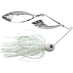 Image of Accent River Special Double Willow Spinnerbait | Nickel/Nickel Blades - White Skirt; 1/2 oz.