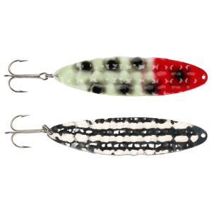 Image of Moonshine Lures Hammered Moonchip Spoon | Glow Bloody Nose; 4 in.