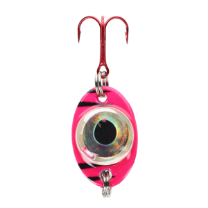 Image of Fish Daddy Dirty Bomb Pink Tiger Spoon | Blinking Green; 1/8 oz.