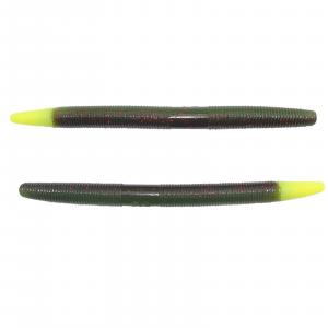 Image of Yamamoto Original Senko Worms | Green Pumpkin/Watermelon Laminate w/ Small Red Flake (Chartreuse Tip); 5 in.