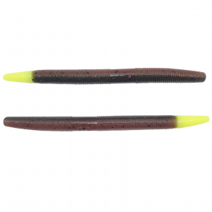 Image of Yamamoto Original Senko Worms | Dark Green Pumpkin/Amber Laminate w/ Large Black Flake (Chartreuse Tip); 5 in.