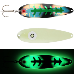 Image of Moonshine Lures Trolling Spoon | Exclusive Color - Double Green Bow Tie; 4 in.