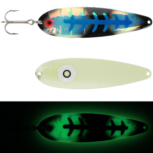 Image of Moonshine Lures Trolling Spoon | Exclusive Color - Double Blue Bow Tie; 4 in.