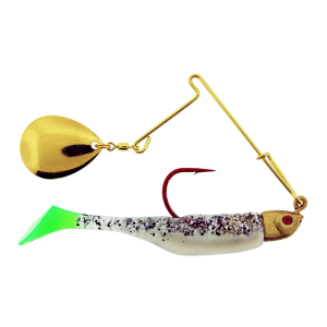 Image of Saltwater Assassin Red Daddy Spinner | Salt & Pepper Silver Phantom - Chartreuse Tail; 1/4 oz.