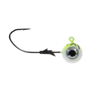 Image of Eagle Claw Lazer Sharp Pro-V Eagle Eye Ball Jig Head | Chartreuse Tiger Glow; 1/4 oz.