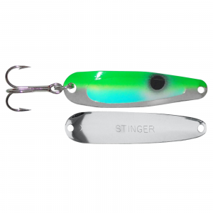 Image of Michigan Stinger Scorpion Spoon | Super UV Green Tuxedo; 2 1/4 in.