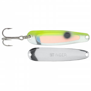 Image of Michigan Stinger Scorpion Spoon | Super UV Yellow Tuxedo; 2 1/4 in.