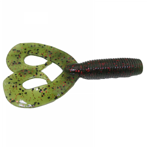 Image of Yamamoto Double Tail Grub | Watermelon w/ Black/Red Flake; 4 in.