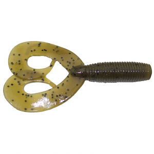 Image of Yamamoto Double Tail Grub | Green Pumpkin w/ Black Flake; 4 in.