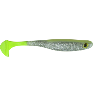 Image of Big Bite Baits Suicide Shad | Bone Silver Glitter-Chartreuse Tail; 3.5 in.
