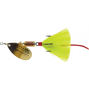 Image of Mepps Dressed Aglia Spinner | Brown Trout Blade/Yellow Tail; 1/2 oz.