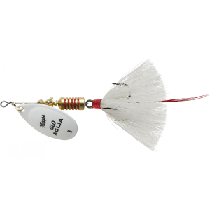 Image of Mepps Dressed Aglia Spinner | Glo White Blade/White Tail; 1/3 oz.